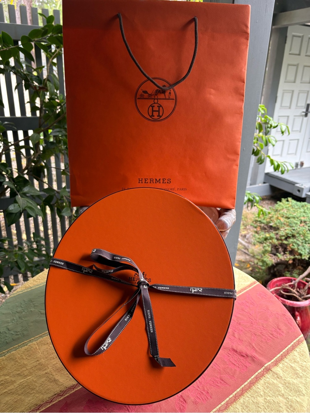 Hermes Paris Hat Box with Ribbon